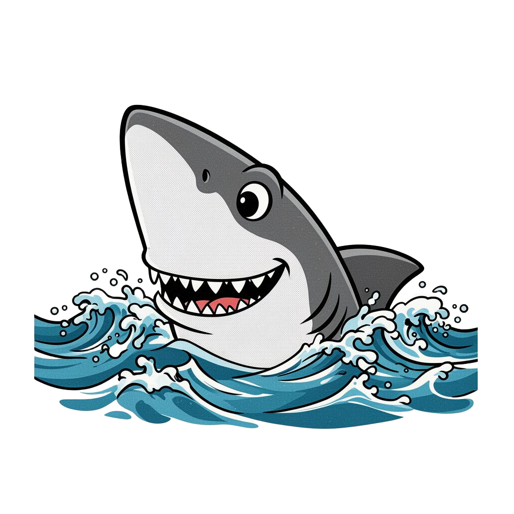 Cartoon shark peeking from the water